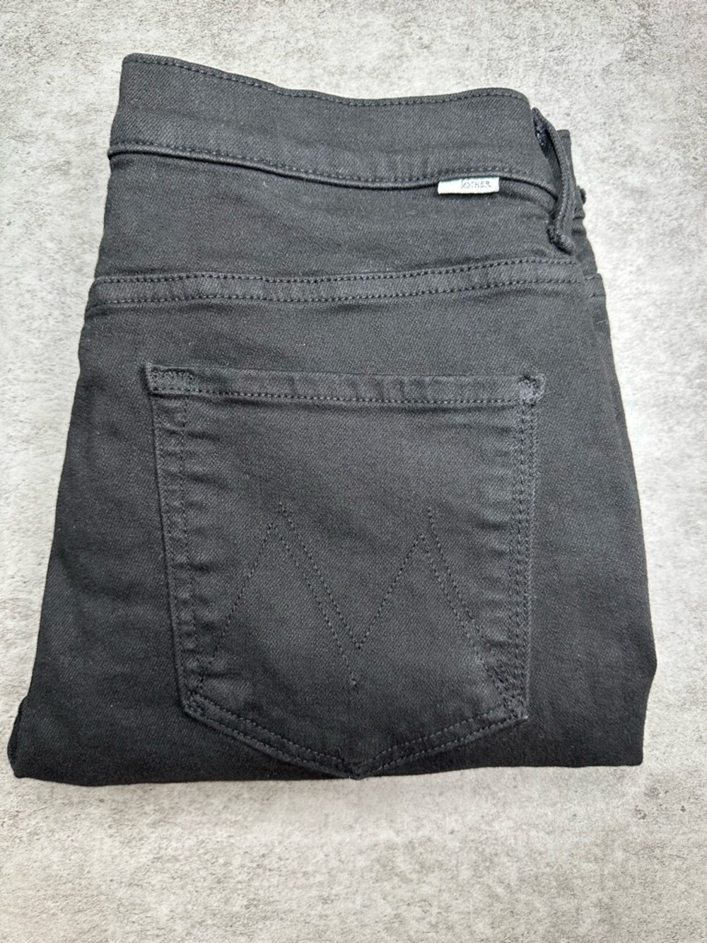 MOTHER Insider Crop Step Fray Jeans Black High Rise Raw Hem Ankle Flare Size 31